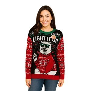 Ugly Christmas Sweater Light It Up Polar Bear LED‎ Lights Holiday Festive Fun